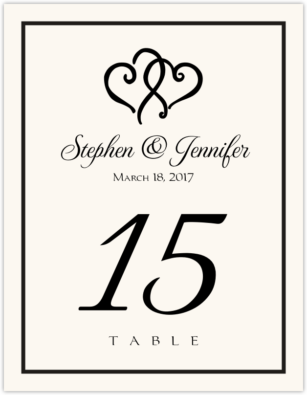 Linked Hearts  Table Numbers