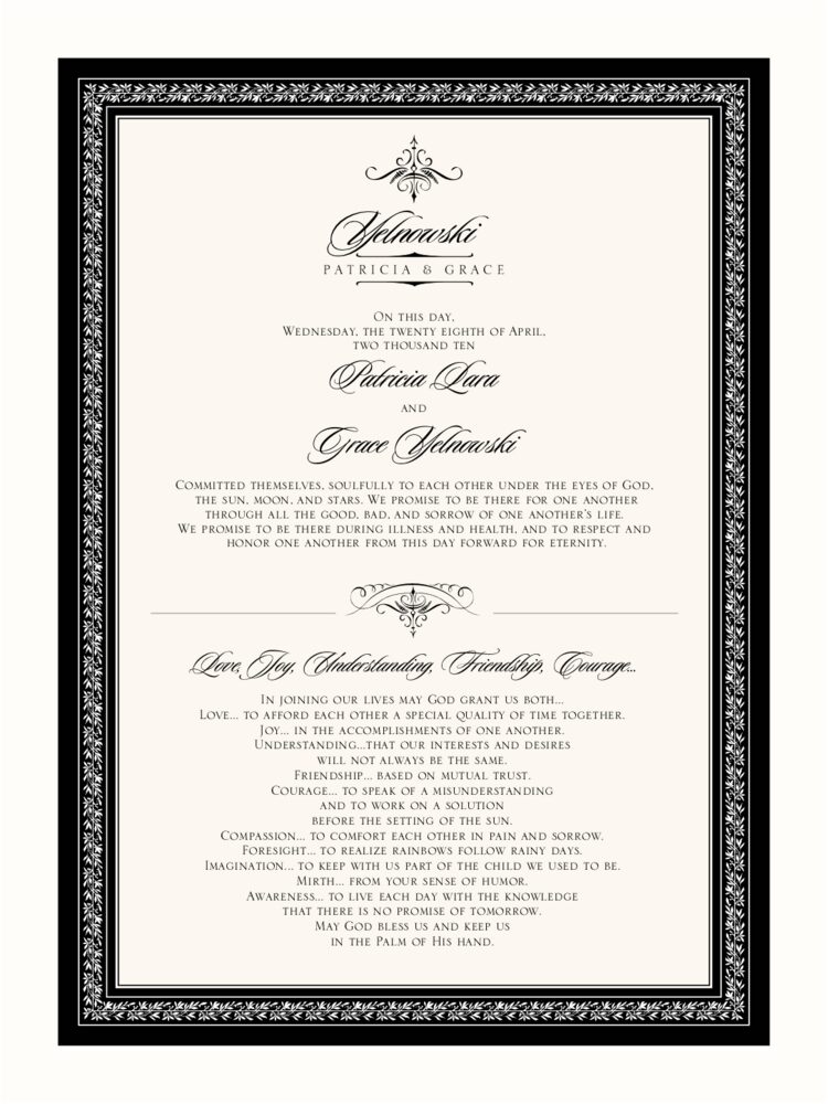Love, Joy and Understanding...  Wedding Certificates