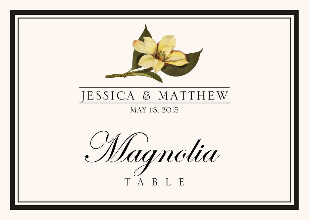 Assorted Flowers and Monogram  Table Names