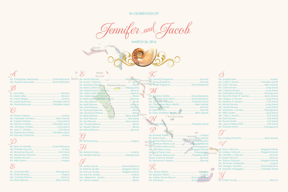 Map of the Bahamas  Seating Charts