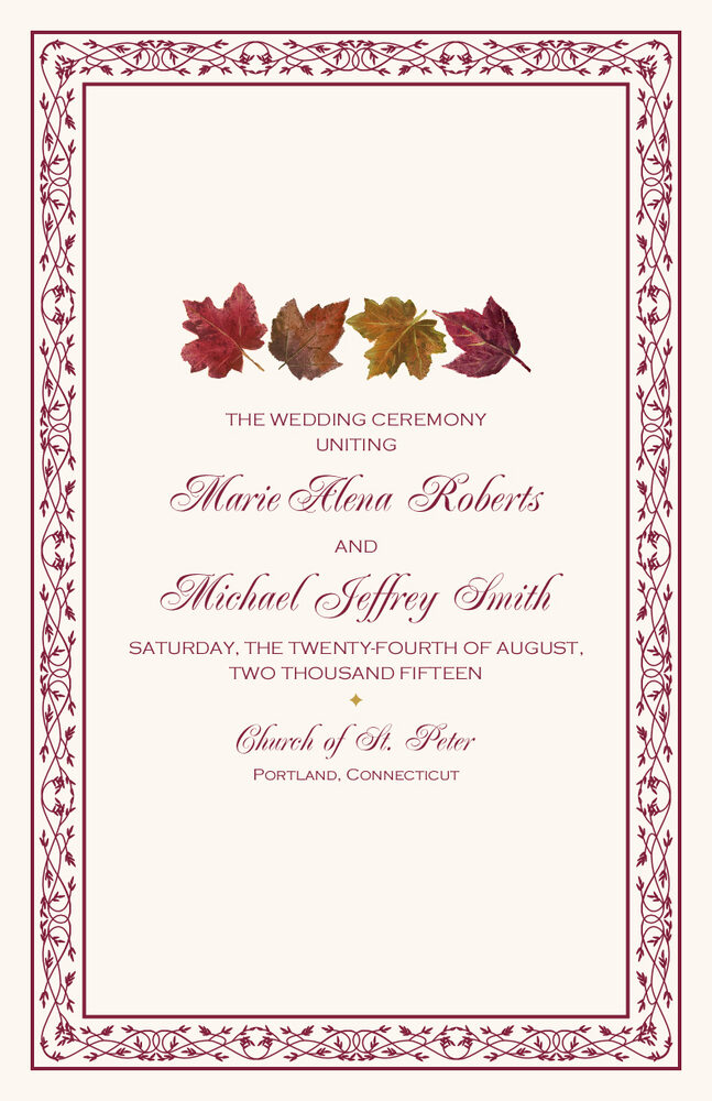Maple Leaf Pattern  Wedding Programs