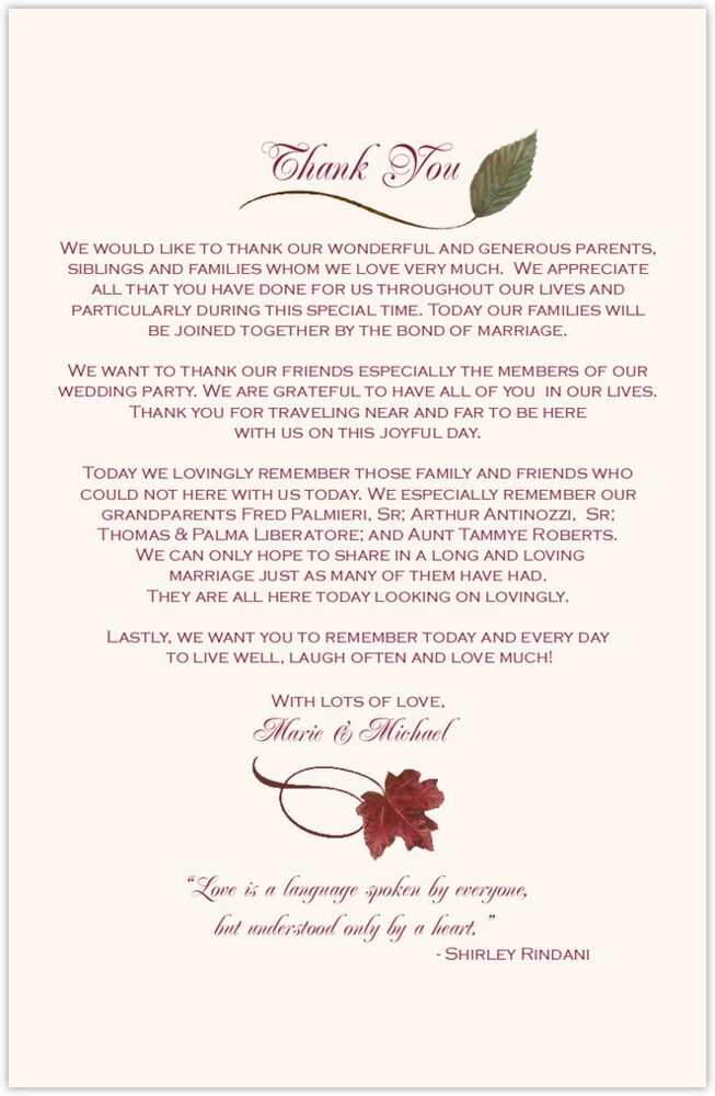 Maple Leaf Pattern  Wedding Programs