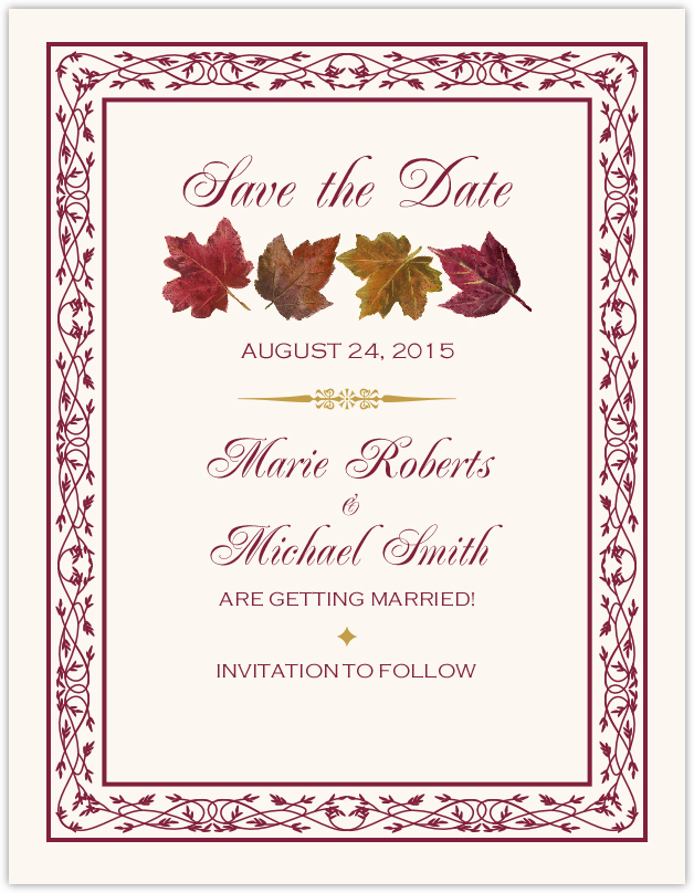 Maple Leaf Pattern  Save the Dates
