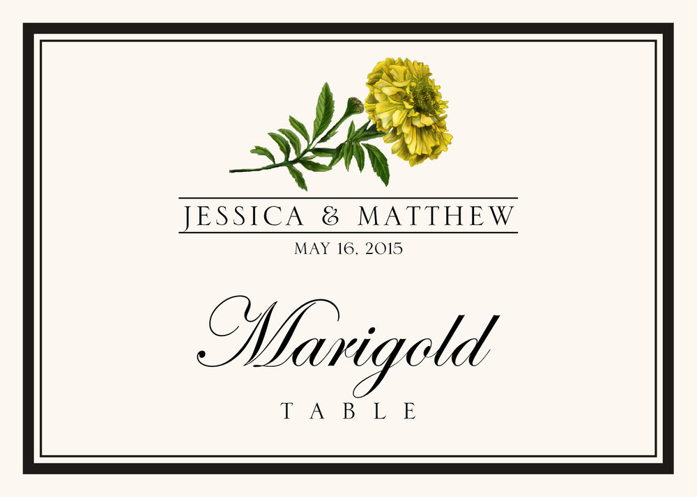 Assorted Flowers and Monogram  Table Names
