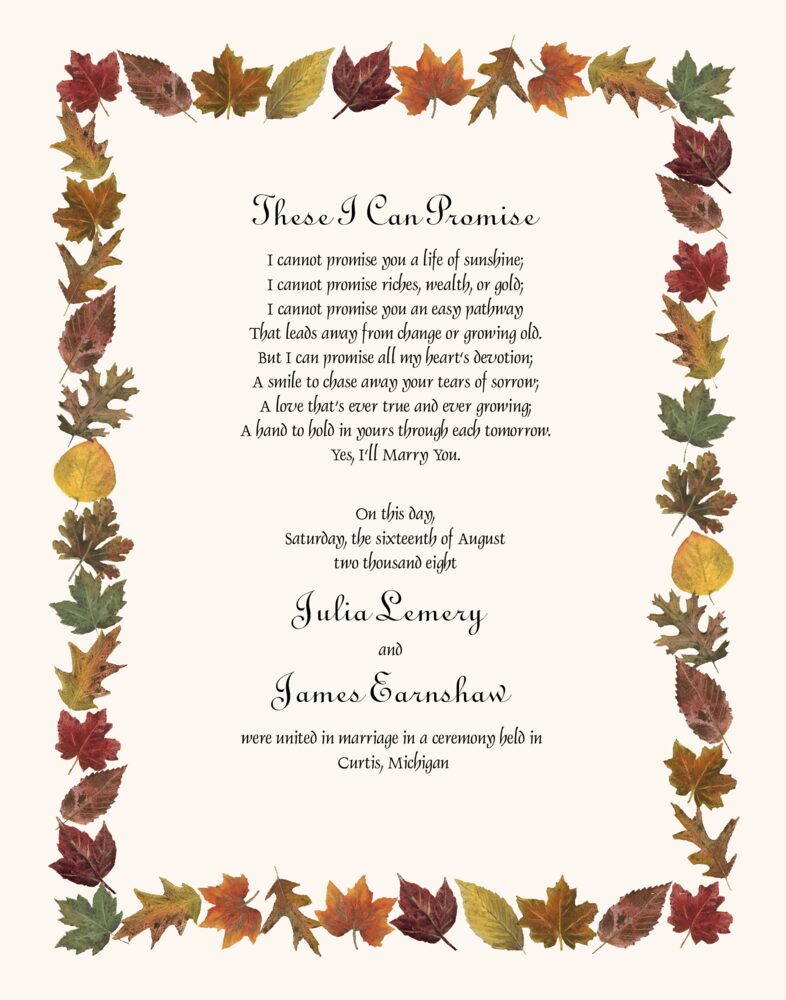 Colorful Leaves Border 01  Wedding Certificates