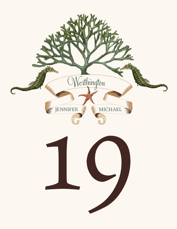 Ocean Garden  Table Numbers