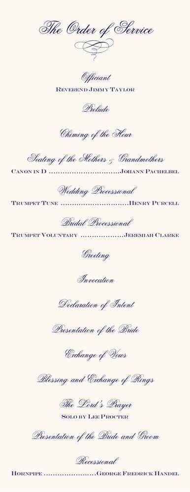 Old Script and Engravers  Wedding Programs