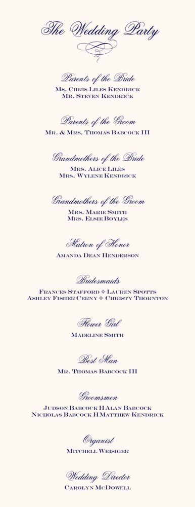 Old Script and Engravers  Wedding Programs
