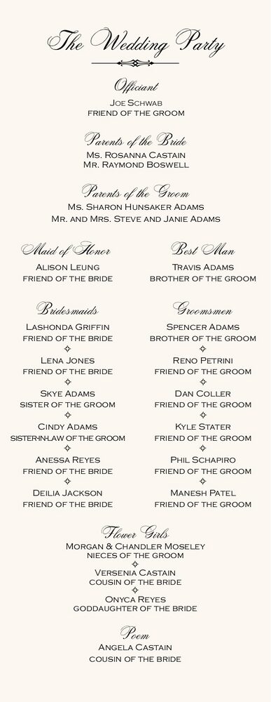 Only Calligraphy  Wedding Programs