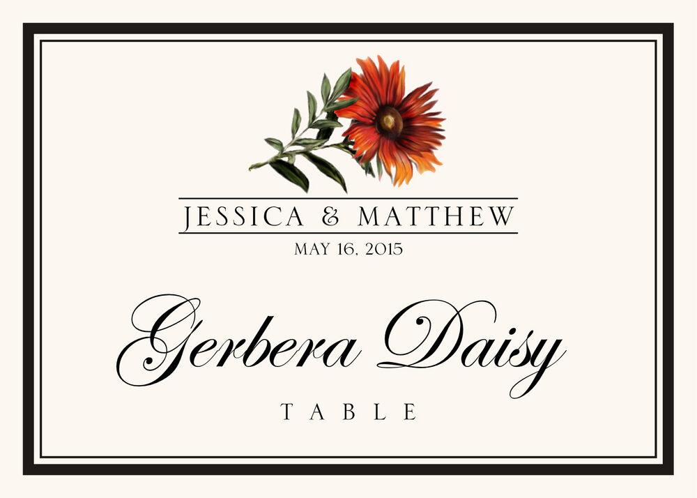 Assorted Flowers and Monogram  Table Names