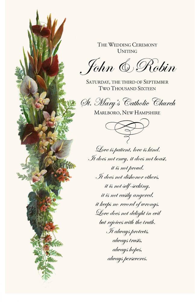 Orchid Cascade  Wedding Programs