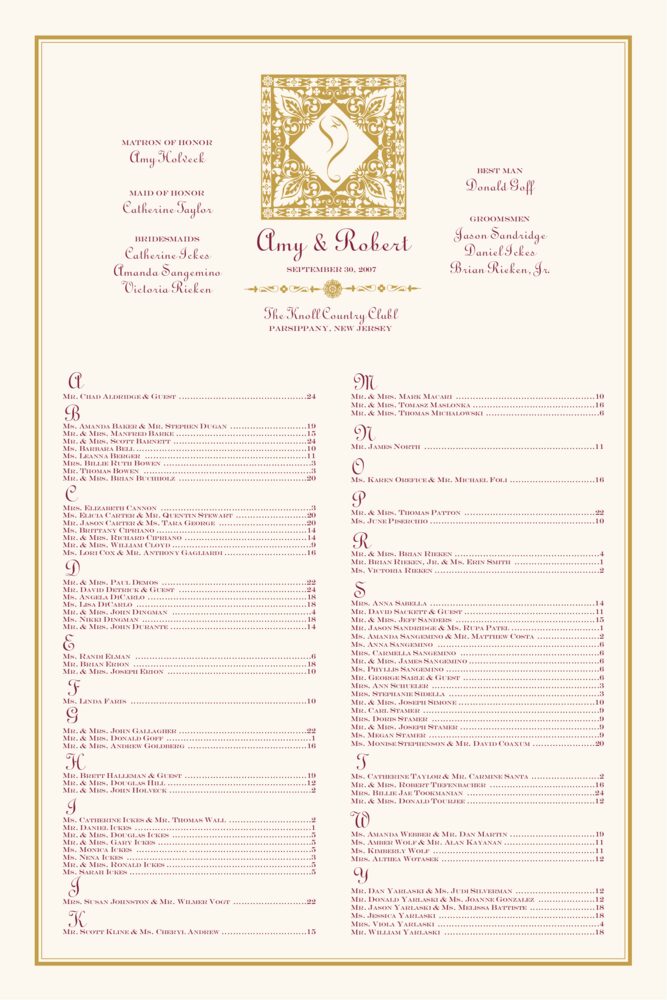 Paisley Ganesha Monogram  Seating Charts