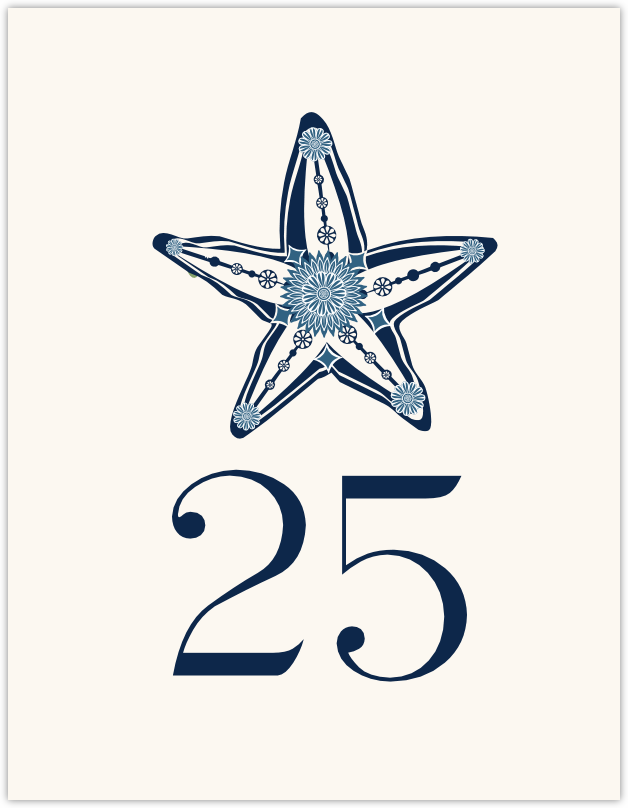 Paisley Starfish  Table Numbers