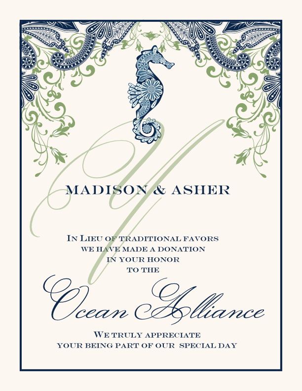 Paisley Ocean Seahorse  Donation Cards