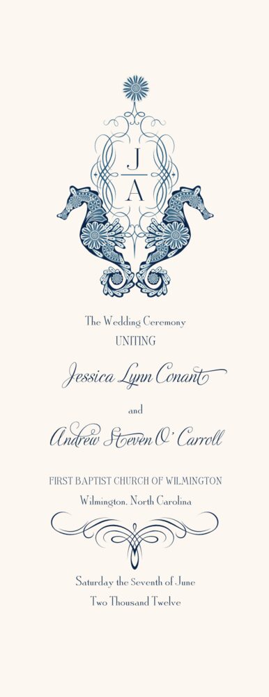 Paisley Seahorse Monogram  Wedding Programs