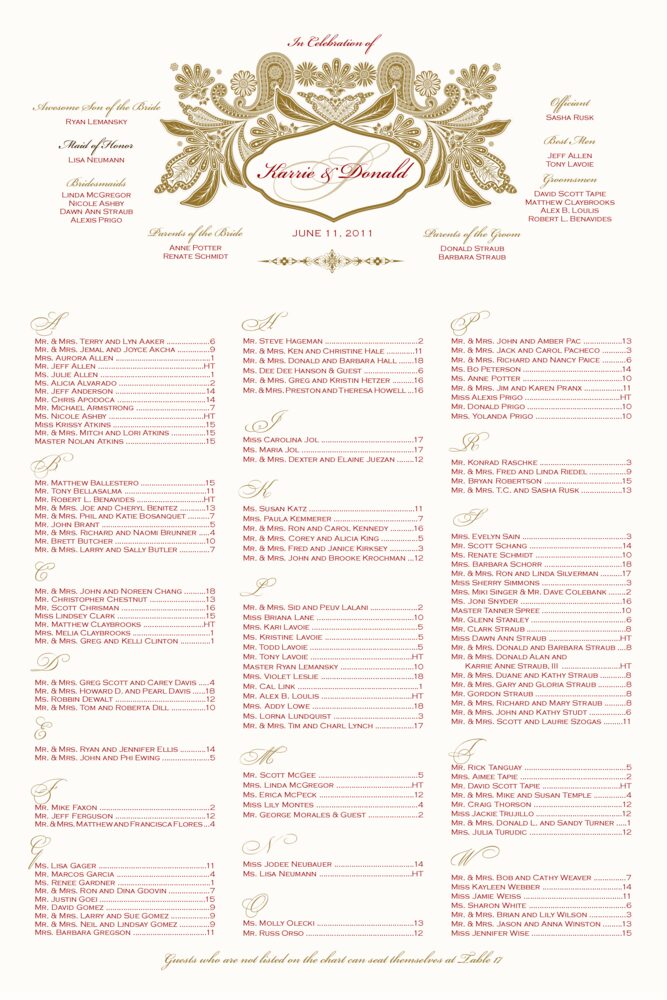 Paisley Swash  Seating Charts