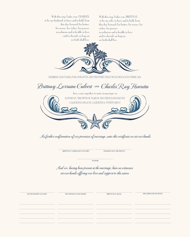 Paisley Palm Tree  Wedding Certificates