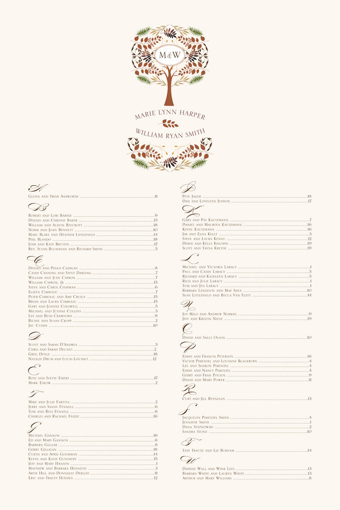 Peaceful Autumn  Seating Charts