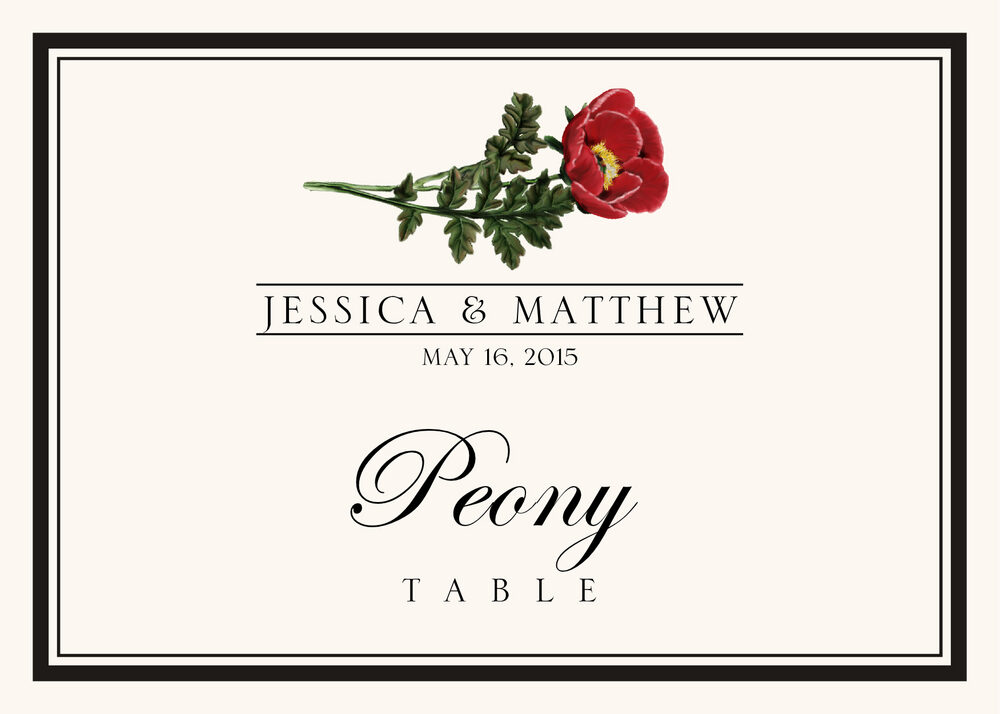 Assorted Flowers and Monogram  Table Names