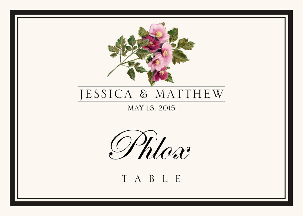 Assorted Flowers and Monogram  Table Names