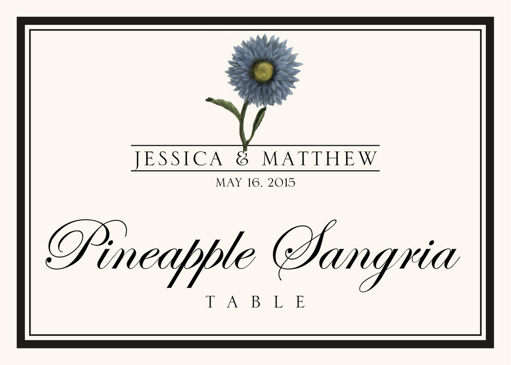 Assorted Flowers and Monogram  Table Names