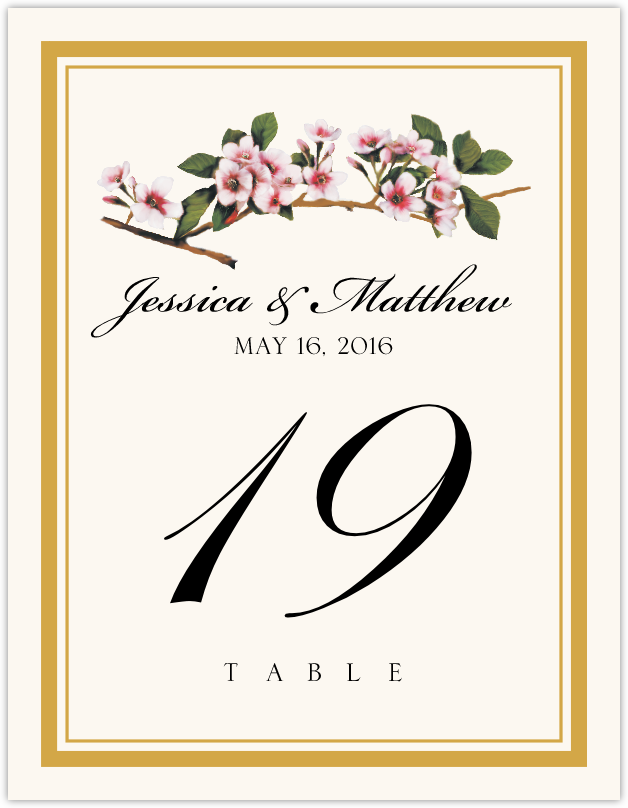 Cherry Blossoms  Table Numbers