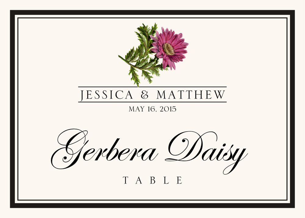 Assorted Flowers and Monogram  Table Names