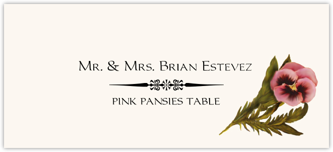 Pink Pansies  Place Cards