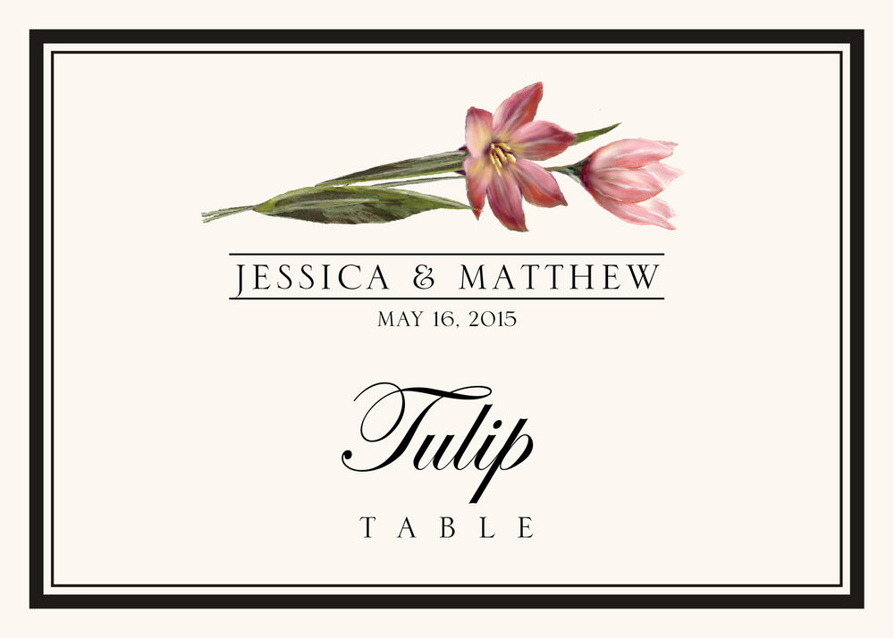 Assorted Flowers and Monogram  Table Names