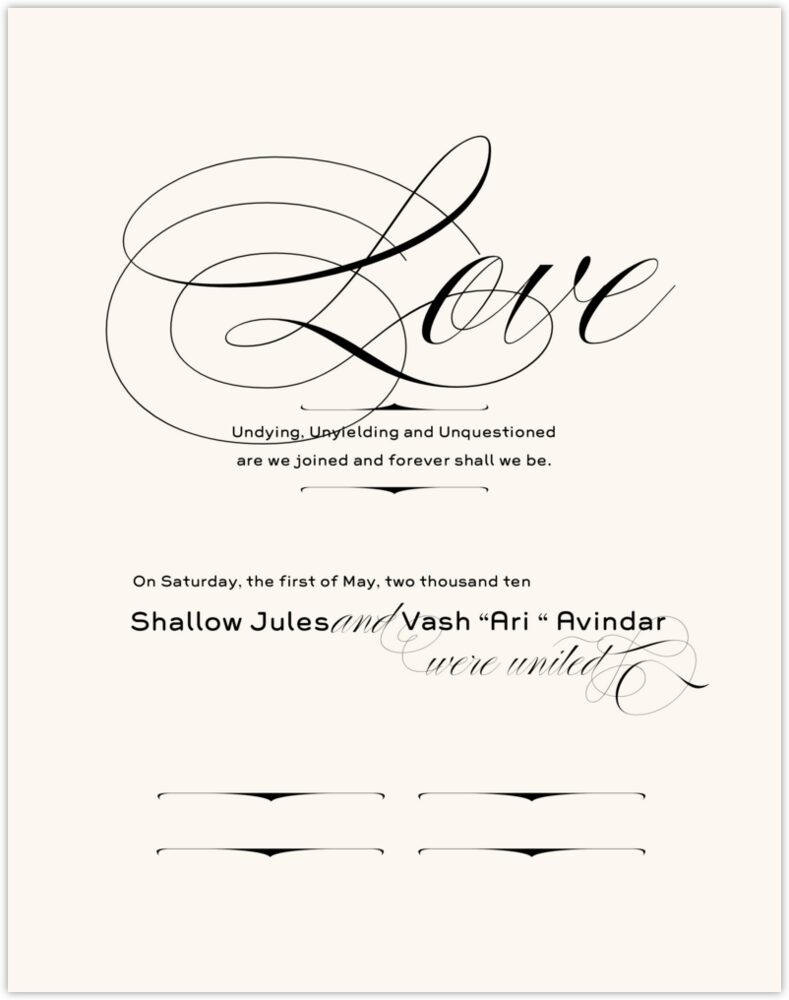 Poem Love  Wedding Certificates
