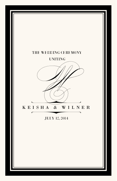 Poem Script Monogram  Wedding Programs