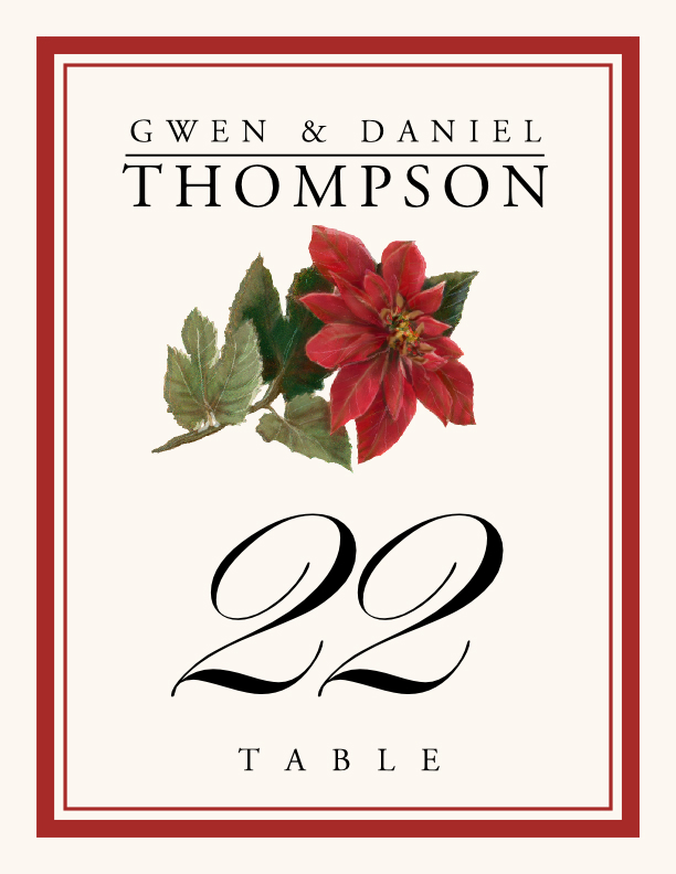Poinsettia  Table Numbers