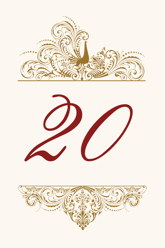 Pompous Peacock  Table Numbers
