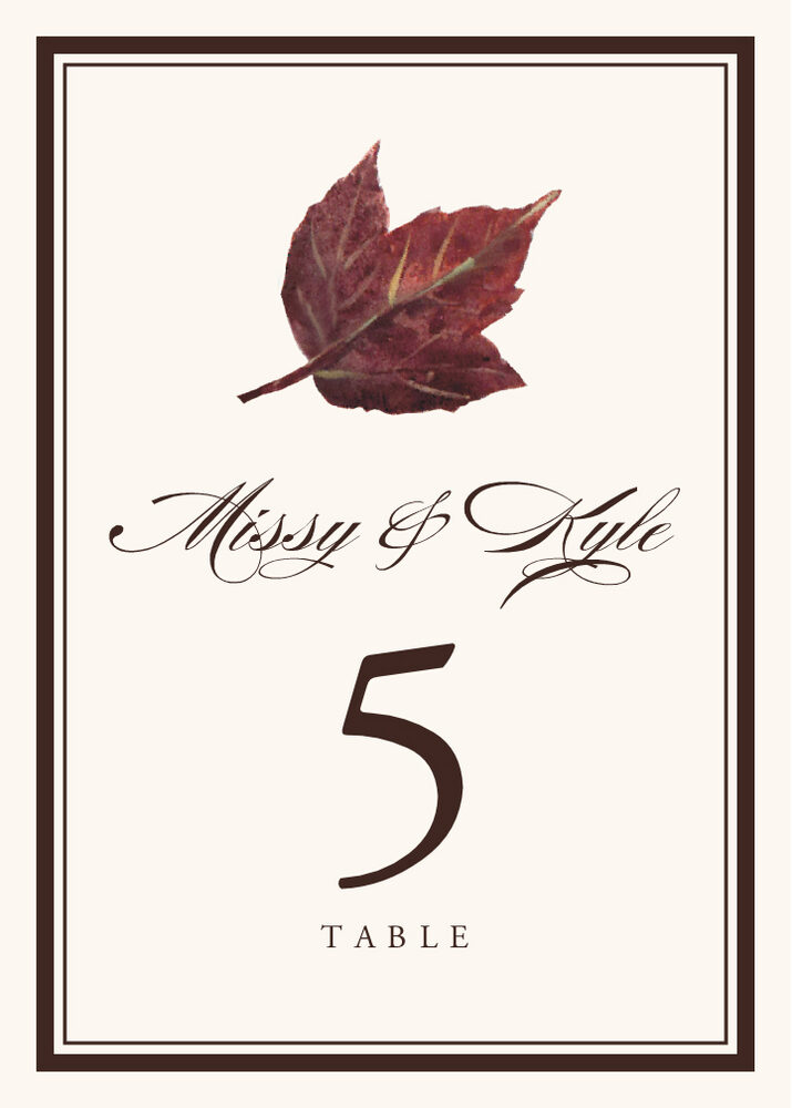 Colorful Leaves Assortment 01  Table Numbers