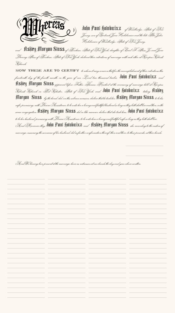 Quaker Traditional  Wedding Certificates