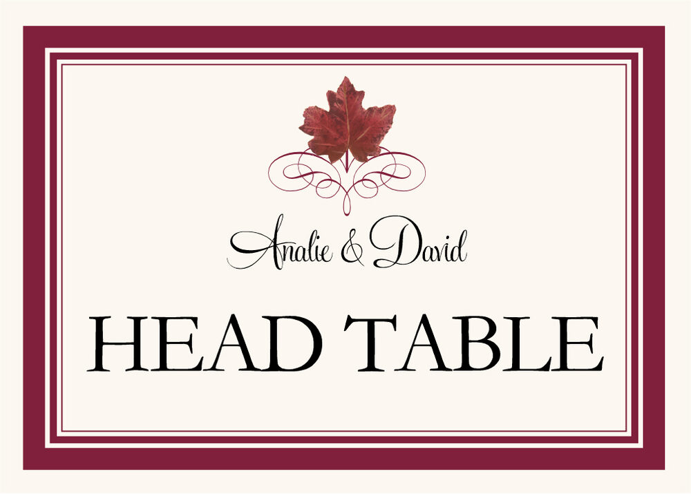 Red Maple Leaf Heart  Table Names