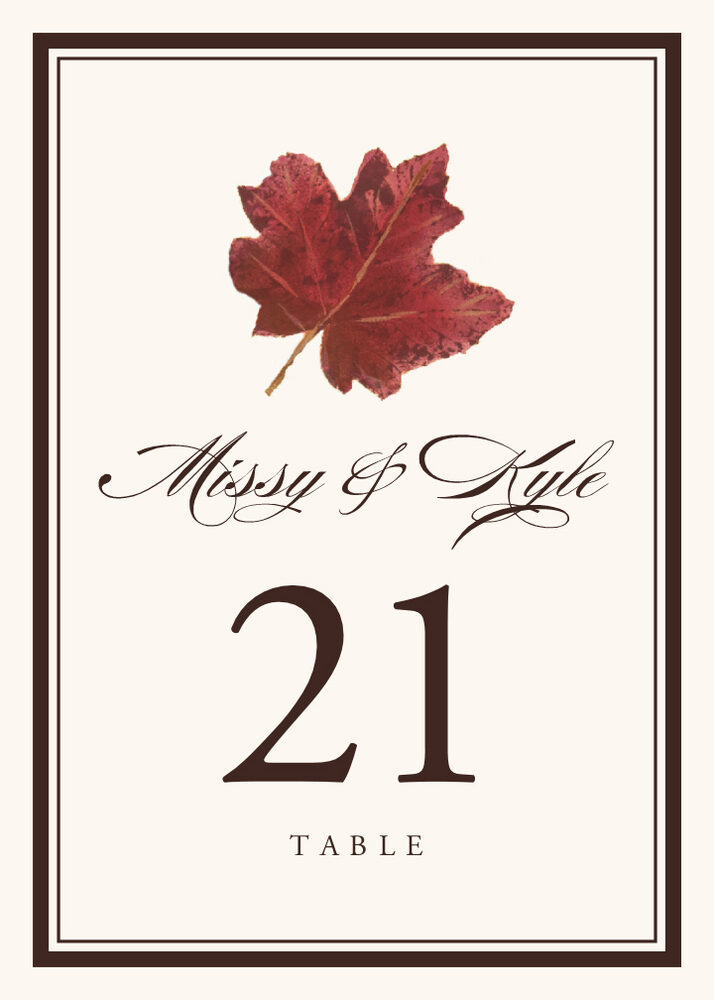 Colorful Leaves Assortment 01  Table Numbers
