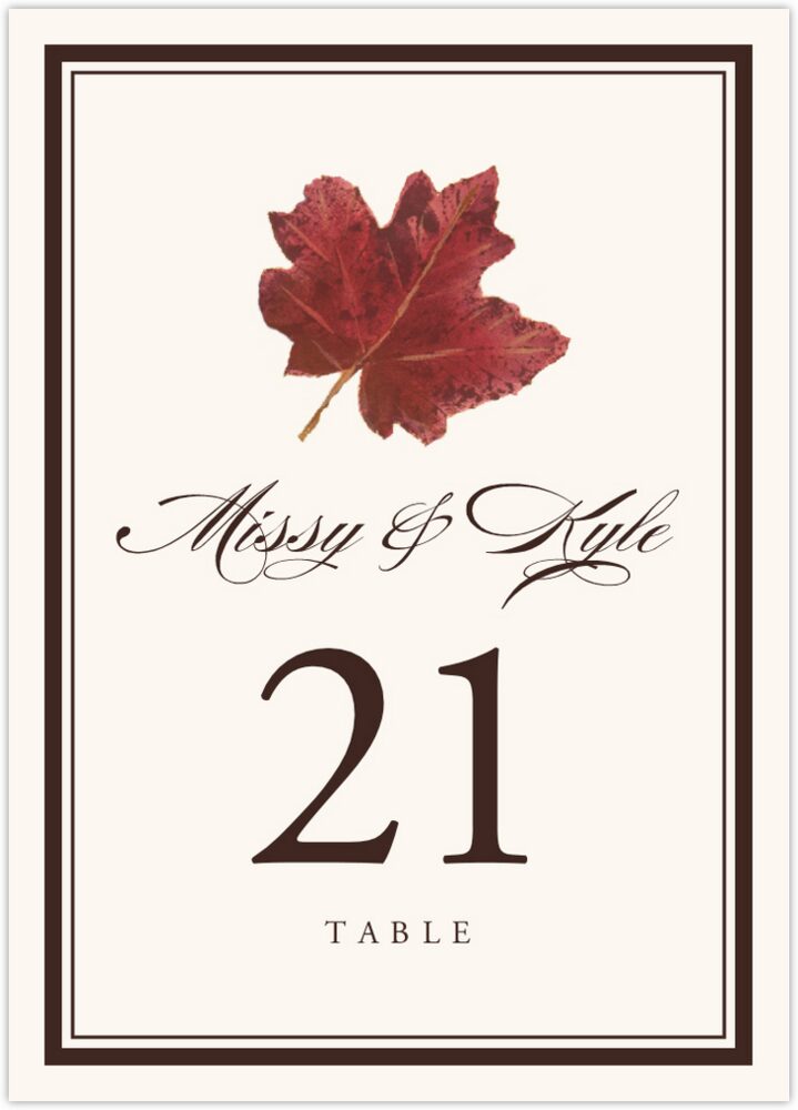 Colorful Leaves Assortment 01  Table Numbers