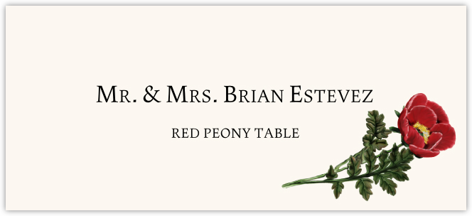 Red Peony  Place Cards