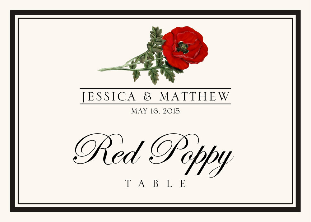 Assorted Flowers and Monogram  Table Names