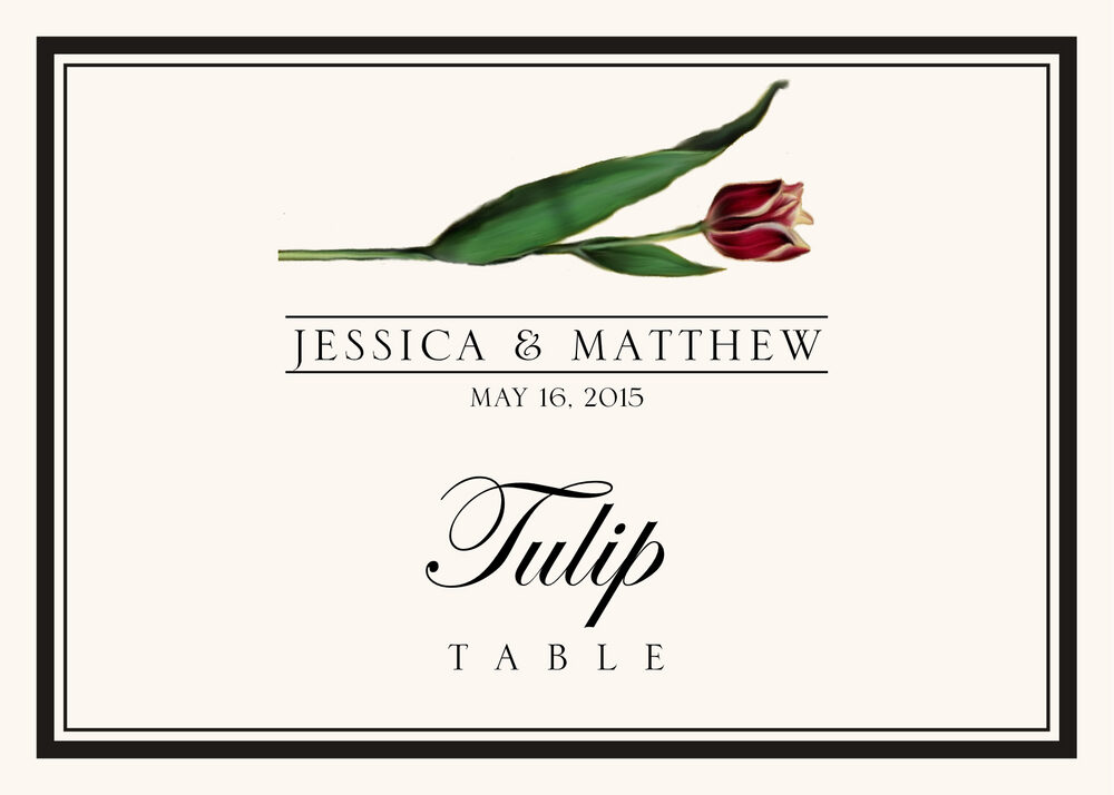 Assorted Flowers and Monogram  Table Names
