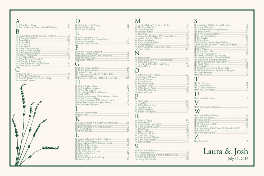 Abstract Reeds  Seating Charts