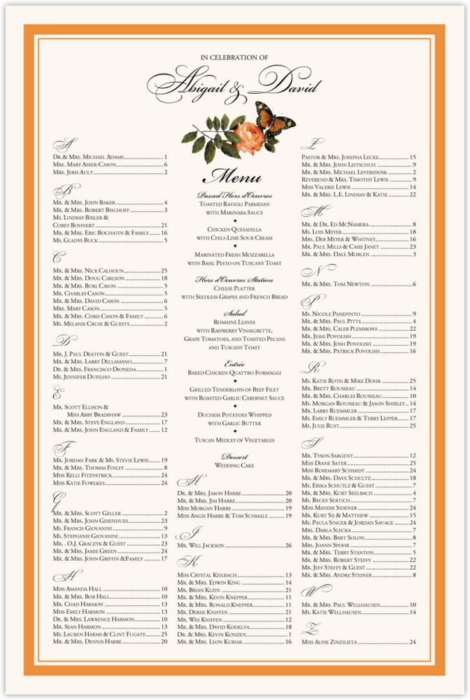 Butterflies and Flowers  Seating Charts