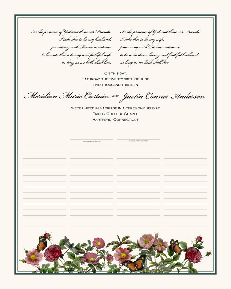Rose Garden  Wedding Certificates