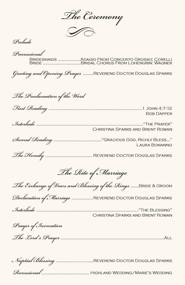 Rose Garden  Wedding Programs