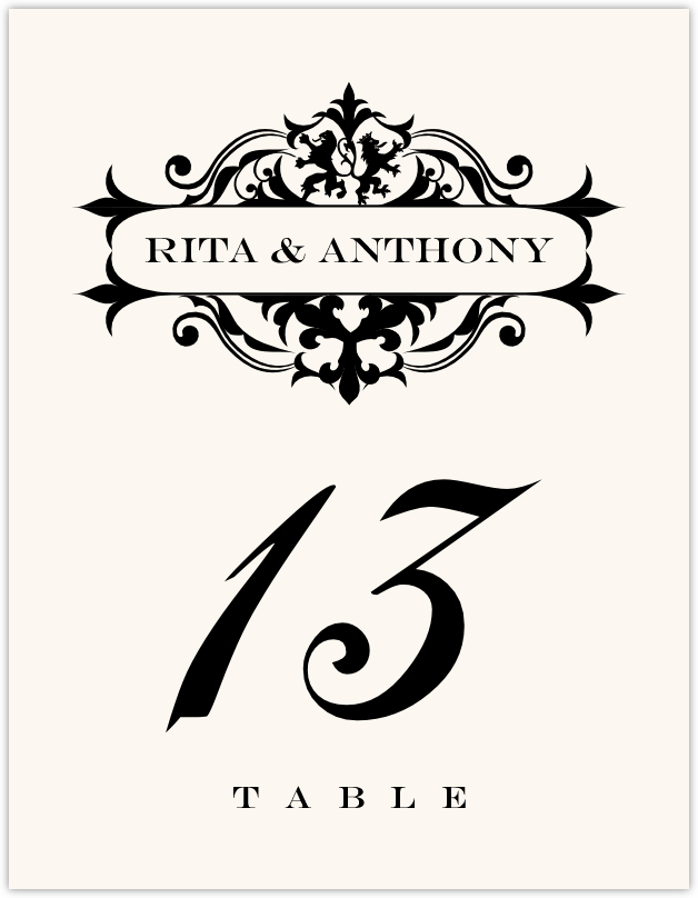 Royal Lion  Table Numbers