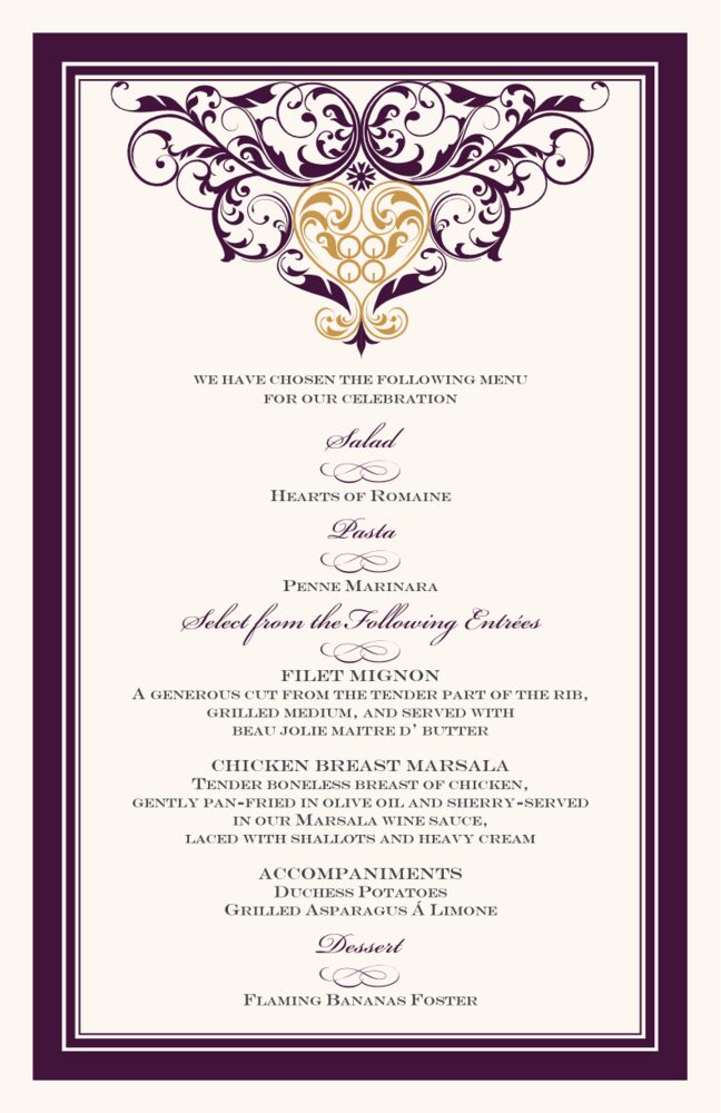 Sankofa Heart 01  Wedding Menus
