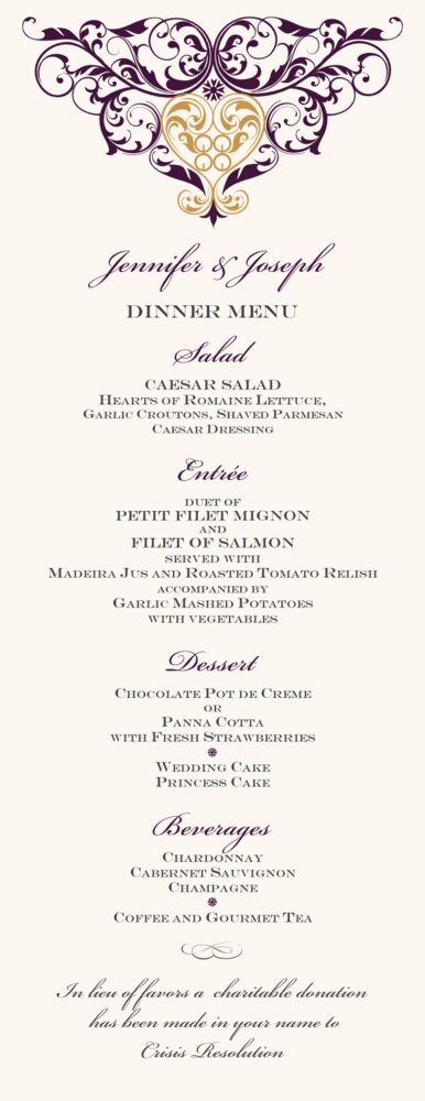 Sankofa Heart 02  Wedding Menus