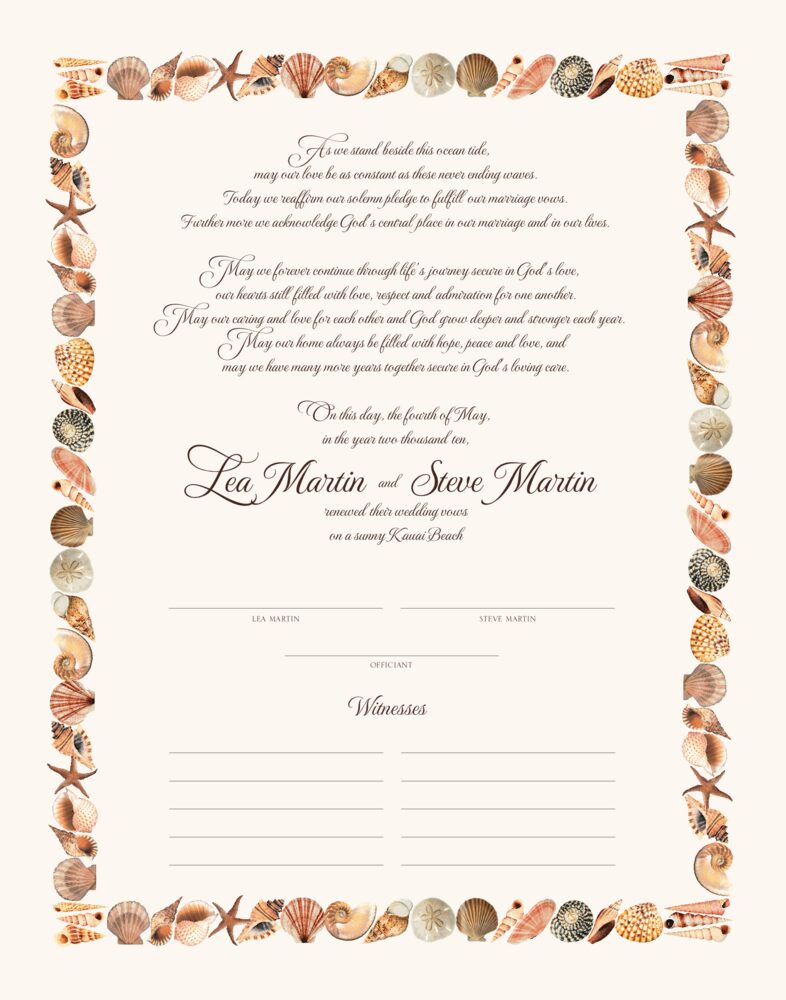 Sea Shell Border 01  Wedding Certificates