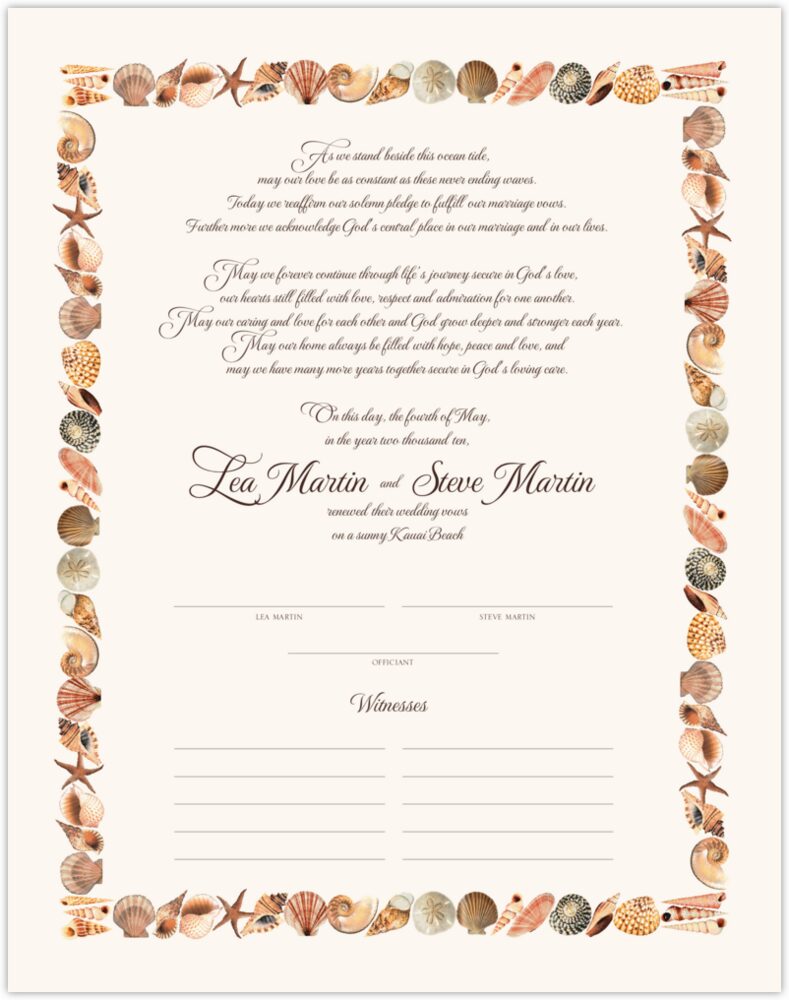 Sea Shell Border 01  Wedding Certificates